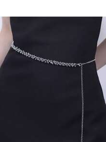 1pc Women's Silver Fashionable Versatile Elegant Waist Chain - Silver - View 2