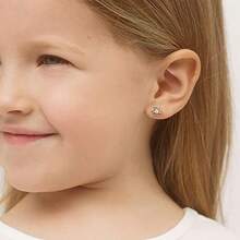 CZ Flower Earrings - 925 Sterling Silver Hypoallergenic Earrings for Girls with Secure Screw Backs - Safe and Comfortable for Toddlers and Little Girls - CZ transparente - Ver 4