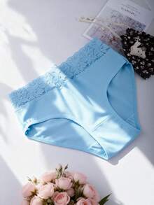 5-Pack Plus Size Cotton Women's Panties, Lace Waistband Design Soft Breathable Briefs, Elegant Feminine Charm, Summer Plus Size,Plus Size Cotton Underwear - 多色2 - 查看 4