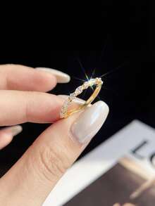 1pc Unique Shiny Horse Eye Shaped Round Moissanite 925 Sterling Silver Luxury Engagement Ring, Promise Ring, Anniversary Ring, Women's Jewelry Gift, Christmas Gift - Marquise Diamond Moissanite Ring - View 2