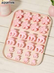 Matte Hair Clips For Women 24pcs Flower Non Slip Mini Hair Claws Small Hair Clamps Cute Tiny Hair Pins For Half Up Or Full Up Stylings Beach Accessories Summer Outfits - Multicolor - View 11