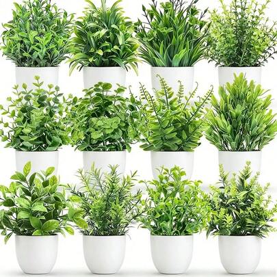 7 kiểu cây giả trồng trong chậu, không cần bảo dưỡng, dùng để trang trí nhà cửa, văn phòng, bàn làm việc.