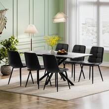 Extendable Dining Table,120-160 Cm Rectangular Marble Effect Kitchen Table For Dining Room, Kitchen,Restaurant - Grey Marble Effect - View 8