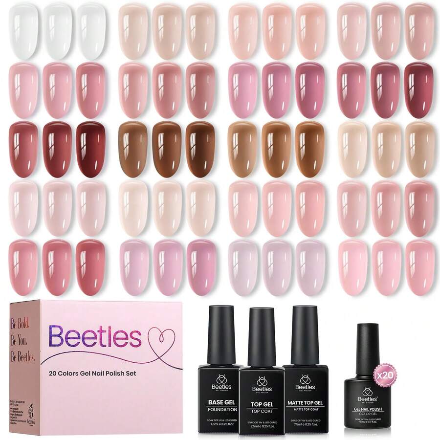 Beetles Spring Gel Polish Set - Fingertip Palette, 32 Colors Valentines Polish Set With Base Top Coat - 20 Color Soft Tint - 查看 1