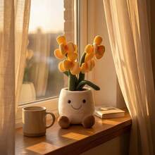 13.78inch Cute Smiling Face Potted Plant Plush Toy-Super Soft And Fluffy.Silicone Doll Full Silicone Body Plush Anime Figure Stuffed Animal Teddy Bear Plushies Office Desk Accessories Room Decor Halloween Squishy - Multicolor - View 8
