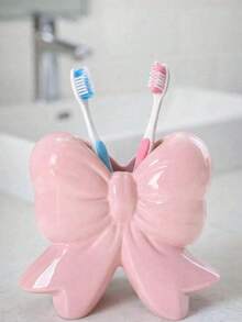 1/2pcs Bow Toothbrush Holder, Cute Bathroom Toothbrush Cup Storage Rack, Suitable For Bathroom Decor And Accessories, Vanity, Room Decoration, Home Decor, Also A Gift For Female Friends - Multicolor - View 5