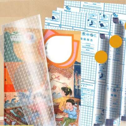 10 piezas de protectores de página de libro autoadhesivos transparentes mate y resistentes al agua - Patrones aleatorios de cuadrícula y de unicolor, material de PVC duradero, adecuado para útiles escolares, documentos de oficina, portátiles, múltiples opciones de patrones, protectores de páginas de libros, protectores de portátiles, patrones decorativos, adhesivo de alta calidad