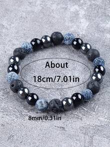 YAUKIA Pulsera de protección de obsidiana vintage para hombres, hematita & lava, transforma la energía negativa, coraje, resistencia, joyería para yoga y meditación - Multicolor - View 4