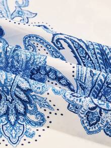 abyoxi 女士蓝色长袖V领单排扣A字摆长连衣裙，复古优雅，适合节日、正式晚宴，春夏长款连衣裙 - 藍色 - 查看 7