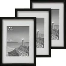 Cispree A4 Photo Frame-Black(3Pack), Solid Wood Picture Frame For 11.69x8.27 Inc - Default - View 1