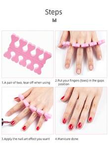 100pcs Pink Foam Toe Separators - Suitable For Manicure, Pedicure And Nail Art, Odorless Nail Polish Accessories, Comfortable Foam Finger Separators, Soft Foam Toe Separators, Nail Art Tools. Applicable For Both Hands And Feet - Multicolor - View 8