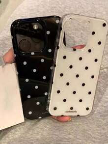 A Stylish Phone Case With A Simple And Cute Design, Black And White Polka Dot Pattern, Suitable For IPhone 11 To 17 Series, Including Pro Max Versions - White - View 1