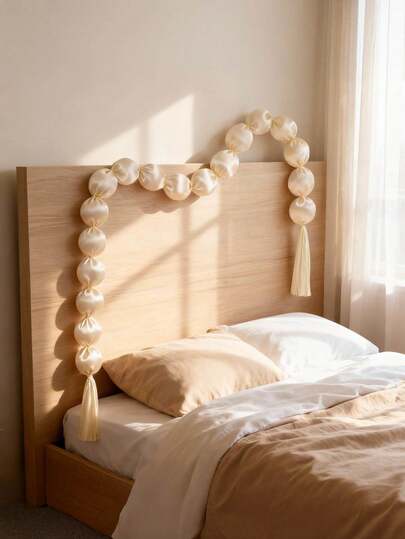 [Trang trí đám cưới] 1 bộ dây bóng trang trí kiểu INS - 18 quả bóng xốp vải màu be, dài 2m, trang trí đám cưới phong cách Boho, cổng cưới và trang trí tiệc tại nhà.