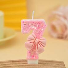 1pc Sparkling Bow Birthday Candle, Pink Digital Birthday Cake Decoration, Candle Cake Decoration, Suitable For Girls And Ladies' Anniversary Celebrations - Glittery Pink Bow - View 19