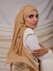 1pc Solid Camel Color Headscarf - Women's Breathable Modal Scarf, Dignified Headwear,Beach,Holiday - Camel - View 2