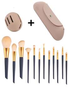 Bolsa de maquillaje portátil con 1 soporte de silicona para brochas de maquillaje y 1 soporte para esponjas de maquillaje, organizador de brochas de maquillaje, soporte para esponjas de maquillaje, estuche con cremallera para brochas de maquillaje, soporte de silicona para brochas de maquillaje, accesorio de viaje portátil, adecuado para vacaciones, playa, baño, dormitorio, gran capacidad - Multicolor - Ver 22