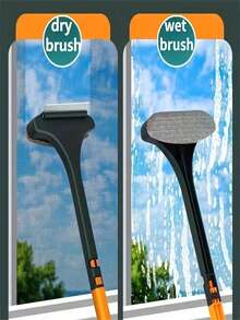 1pc Double-Sided Window Cleaning Brush And Squeegee, Suitable For Cleaning Screens, Windows, Glass, Bathroom Walls And Desktops, Home Window Cleaning Tool, No Scraper Needed, Long Handle For Wet And Dry Use, Multi-Functional Grid Window And Glass Cleaner, Essential For Home Cleaning - Window Screen Brush - View 8