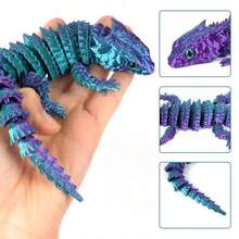 1pc 3D Printed Movable Joint Pangolin Lizard Figurine Decor, Birthday Gift, Fully Articulated, Desktop Ornament With Color-Changing Effect Based On Angle, Random Eye Color - Multicolor - View 2