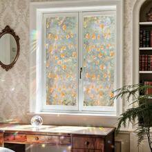 1 pieza Película estática de ventana con diseño vintage de rosa y flores de arcoíris, protección de privacidad, bloqueo UV, adecuada para decoración de ventanas en el hogar, cocina, oficina y baño, removible y reutilizable, crea un efecto único de vidrio de colores - Multicolor - Ver 9