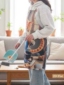 1 pieza Delantal de cocina divertido con gato, diseño de gato de cocina lindo, tela de lino 100% duradera, adecuado para uso doméstico, cafetería, cocina - Accesorio de cocina divertido como regalo para amantes de los gatos, delantal de gato, artículo de regalo con tema de mascotas, regalos para amantes de las mascotas - Delantal de gatito - Ver 5