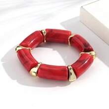 1 chiếc vòng tay co giãn dạng ống cong bằng acrylic thời trang phong cách Bohemian, phù hợp cho nữ giới đeo hàng ngày và trong các dịp lễ hội, quà tặng trang sức. - hình học - Xem 27