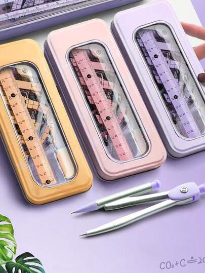 8 قطع / مجموعات من مجموعة الحاكم المحسّن، البروتراكتور الهندسي، مثلث الحاكم البروتراكتور، أدوات تعليمية رياضية، قرطاسية مدرسية، أدوات رياضيات