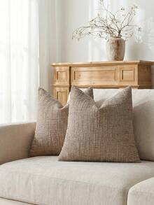 1 Vỏ gối nhung trung tính, Vỏ gối trang trí có họa tiết mềm mại, Thích hợp cho ghế sofa, giường, trang trí nhà cửa, 45 X 45 cm - Màu be - Xem 1