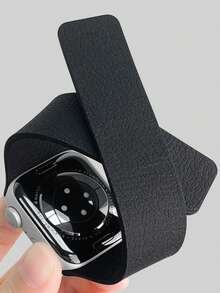 1PC Magnetic Silicone Strap Compatible With Apple Watch Strap Men's And Women's Fashion Soft Comfortable Waterproof Strong Magnetic Silicone Strap Compatible With Apple Watch 38/40/41/42/44/45/46/49MM Strap Compatible With Apple Watch Series Ultra/11/10/9/8/7/6/5/4/3/SE No-Fuss Design Easy To Wear Fits Wrist - Black - View 4