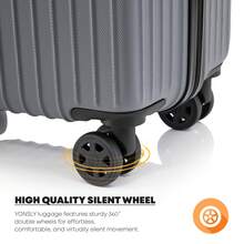 YONSLY Lightweight 2‑Piece Suitcase Set 24/28 Inches With 4 Wheels 360° Mesh Pocket TSA Customs Lock YKK Double Repair Zipper Suitcase For Vacation - 深灰色 - 查看 4