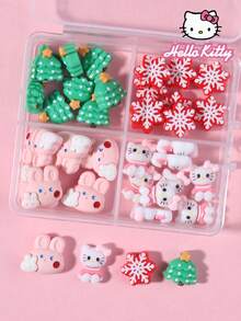 SANRIO 37pcs Cartoon Nail Art Decoration Set, 4 Styles Christmas Series Cat Pattern Nail Rhinestone Flat Bottom Decor DIY - Multicolor - View 2
