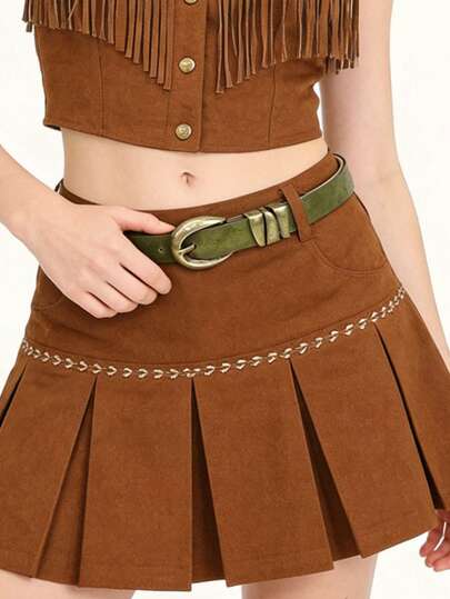 1 chiếc thắt lưng nữ, thắt lưng kiểu phương Tây cho nữ, thắt lưng da PU màu xanh ô liu, khóa đồng cổ điển tối giản, phù hợp với váy, quần, áo len, áo sơ mi, áo khoác, dự tiệc, mặc hàng ngày, quà tặng ngày lễ & sinh nhật, lễ hội âm nhạc.