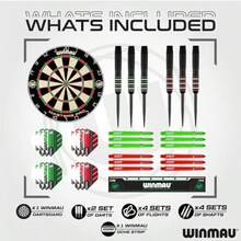 Darts - Masters Pro Premium Bristle Dartboard Set - Includes Dart Board Darts Flights Shafts And Oche Strip - Professional Steel Tip Darts And Dart Board For Adults - Dartboard - View 3