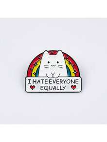 批发创意卡通字母猫合金胸针，可爱彩虹背景背包服装徽章 - 彩色 - 查看 16