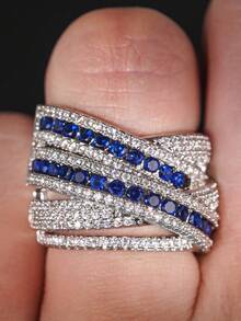 1 chiếc nhẫn Cubic Zirconia lộng lẫy dành cho nữ, thích hợp làm quà tặng đám cưới, lễ đính hôn, kỷ niệm, tiệc tùng hoặc ngày Valentine. - 1 # - Xem 8