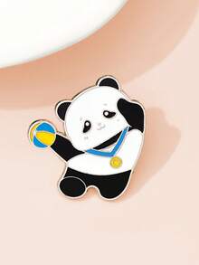 1/6 pièces Broche panda sportif de style chinois, haltère, punching, théière bouilloire figurines mignonnes, couleurs noir et blanc vives, accessoire décoratif unique pour sac à dos d'étudiant, vêtements, cadeau pour mère, père, remise de diplôme et enseignant - Multicolore - Voir 10