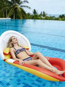 充气靠背躺椅，加厚充气漂浮床，新款加厚可折叠充气水上休闲椅，带网状漂浮床和游泳圈，男女通用漂浮椅和漂浮垫，适用于沙滩和游泳池，夏季游泳池漂浮椅和漂浮垫，必备沙滩装备 - 多款 - 查看 4