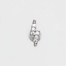 1pc Fashionable Minimalist Lightning Bolt Diamond Stud Earrings, Suitable For Women's Daily Wear - Lightning - View 7