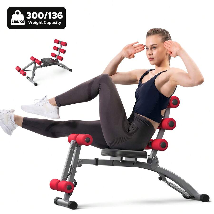 MERACH Ab Workout Bench For Home Gym, Ab Machine Exercise Equipment, Multi-Functional Adjustable Ab Trainer, Sit Up Machine For Abdominal, Exercise Chair For Full Body Workout - Red - View 1