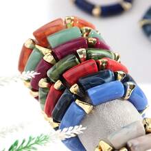 1 chiếc vòng tay co giãn dạng ống cong bằng acrylic thời trang phong cách Bohemian, phù hợp cho nữ giới đeo hàng ngày và trong các dịp lễ hội, quà tặng trang sức. - hình học - Xem 6