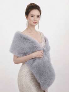 1PC Fluffy Faux Fur Warm Shawls And Wraps For Evening Dresses, Large Soft Plush Wedding Shawl For Party,Perfect Gift For Mother And Wife - Multicolor - View 4