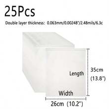 25 túi đựng quần áo chắc chắn, có thể đóng mở lại, túi nhựa dày 2.48mil dùng để vận chuyển, đóng gói quần áo, đi công tác, túi EVA mờ trong suốt có khóa kéo, túi đựng quần áo màu trắng bán trong suốt, vật dụng sắp xếp đồ dùng du lịch thiết yếu, bao bì quần áo theo mùa, túi đựng giày du lịch xách tay, túi đựng đồ tiết kiệm không gian và chống bụi. - Xem 12