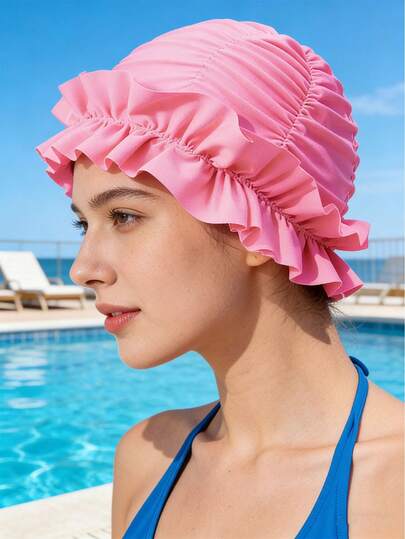 女士泳帽，弹性可重复使用，轻便护发帽，适合卷发/辫发/自然发质，多种颜色可选，睡眠护发必备，柔软舒适，适合所有发质，优质浴室配件，旅行美容必备，睡眠帽