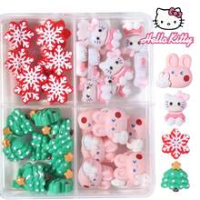 SANRIO 37pcs Cartoon Nail Art Decoration Set, 4 Styles Christmas Series Cat Pattern Nail Rhinestone Flat Bottom Decor DIY - Multicolor - View 8