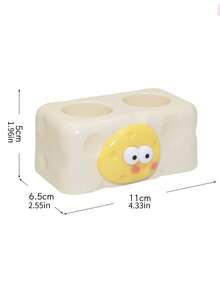 1pc Cream Toothbrush Holder, No Drill Toothbrush Rack, Bathroom Vanity Toothbrush & Toothpaste Organizer - Multicolor - View 8