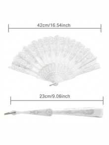 3pcs/1set Lace Floral Hollow Out Women's Folding Fan, Vintage Decorative Fan, (Includes Fan, Card And Gauze Bag). Suitable For Bridal Photo Props, Wedding Gifts, Bridesmaid Gifts, Masquerade Party Supplies, Dance Performances, Holidays, Housewarming, Mother's Day, Thanksgiving, Teacher's Day Gifts, Home Decor And Women's Fashion Accessories. - Multicolor - View 11