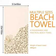 1 Pc Leopard Print, White Hibiscus, Vintage Bohemian Style Beach Towels For Swimming Pool Vacation, Microfiber Sand Free Fast Drying Beach Towel - Easter Summer Gift For Adults Women Men Kids - 白色 - 查看 7