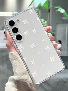 透明加厚保护手机壳，白色蝴蝶结图案，兼容三星 Galaxy S25/S25 Plus/S25 Ultra/A16/A36/A26/A56/A50/A12/A32/A52/A72/A51/A21S/A13/A14/S24/S24 Plus/S24 Ultra、S22/A52/A53/A54/A55、S23、11/12 Pro/12/12X/13/14/15/13 Pro/14 Pro/15 Pro、10/9/Note 9/12C/Note 11 Pro/Note 8 Pro，防摔保护壳 - 彩色 - 查看 2
