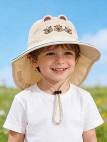 1 chiếc mũ chống nắng vành rộng có thể điều chỉnh cho trẻ em, họa tiết chuột lang nước, thích hợp cho bãi biển và sử dụng hàng ngày. - 1PC - Xem 4