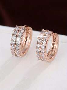 kuuioe 2 件全水钻圆环耳环，镶嵌方晶锆石，闪亮嘻哈风格朋克珠宝，男女皆宜，日常佩戴 - 耳圈 - 查看 10