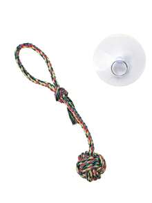 狗狗互动吸盘打结玩具，耐用耐咬玩具，消耗狗狗精力，主人与宠物互动球绳玩具，宠物必备用品 - 彩色 - 查看 10